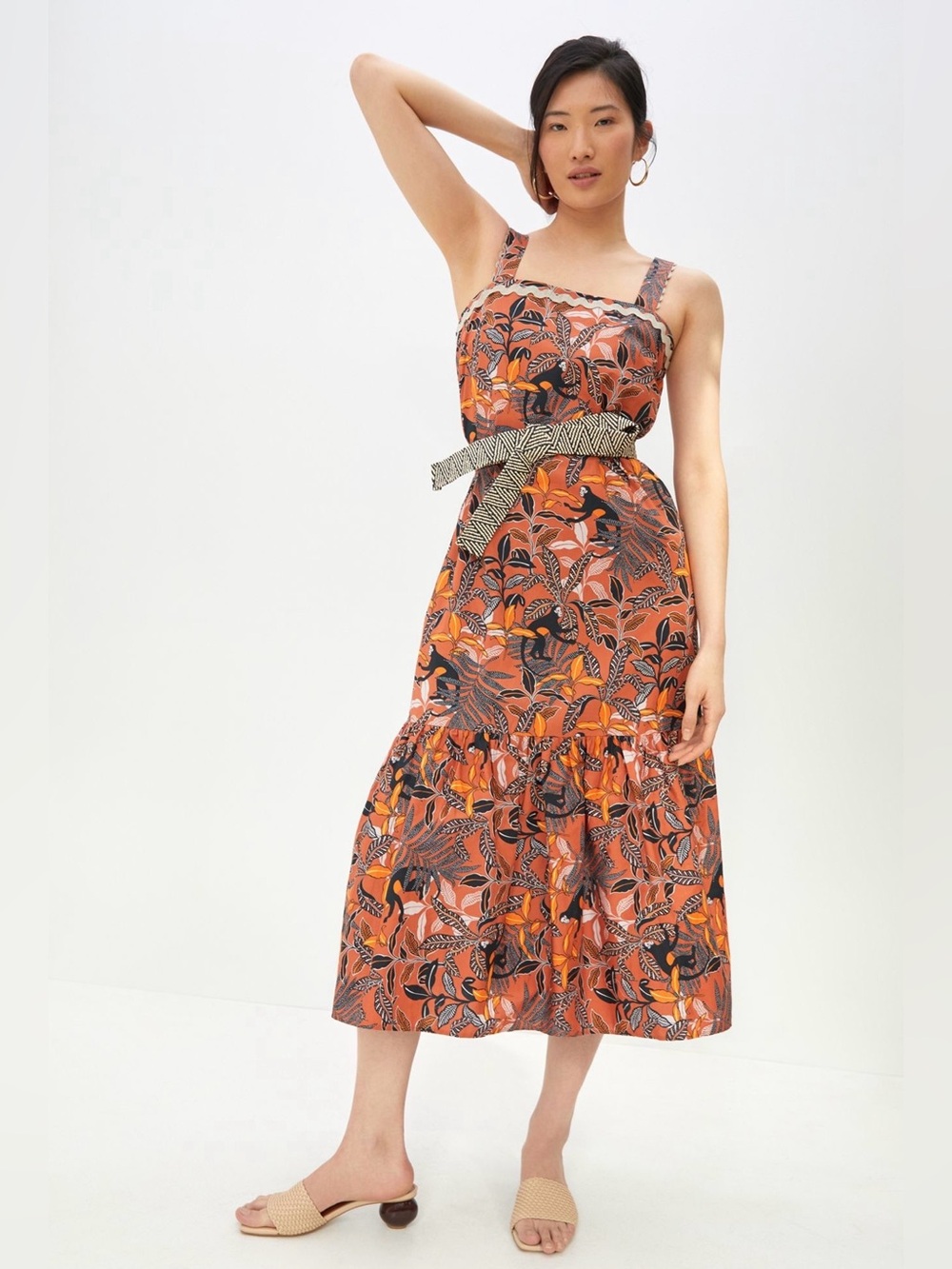 Anthropolgie-Corey Lynn Calter Flounced Midi Dress, size L